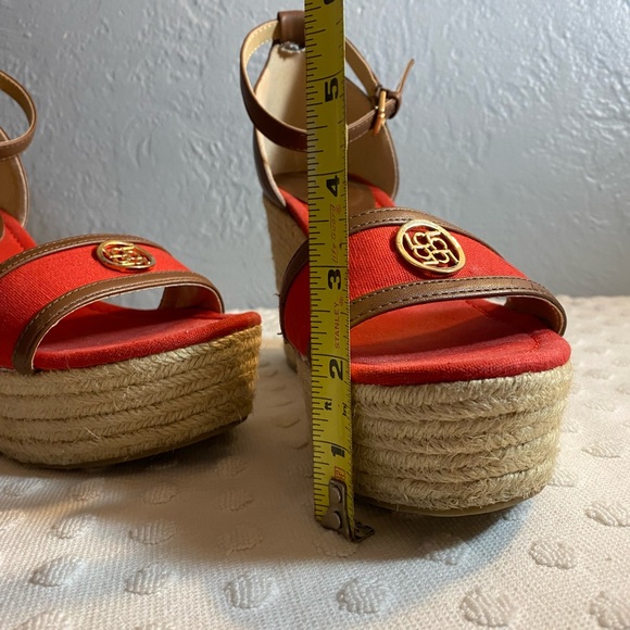 Liz CLAIBORNE MADDIE Women’s Red Espadrille Chunky Heel Shoes - Picture 16 of 16